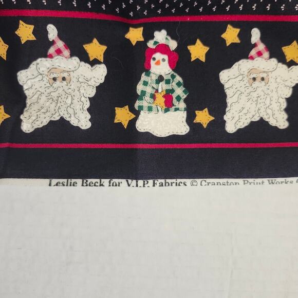 Leslie Beck Snowmen Santa Christmas 2 Pillow Fabric Panels VIP Print Cotton - Picture 6 of 10